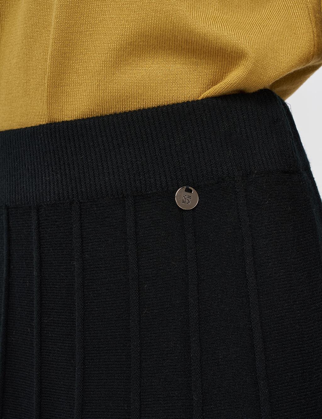 Stitched Viscose Knit Skirt in Black