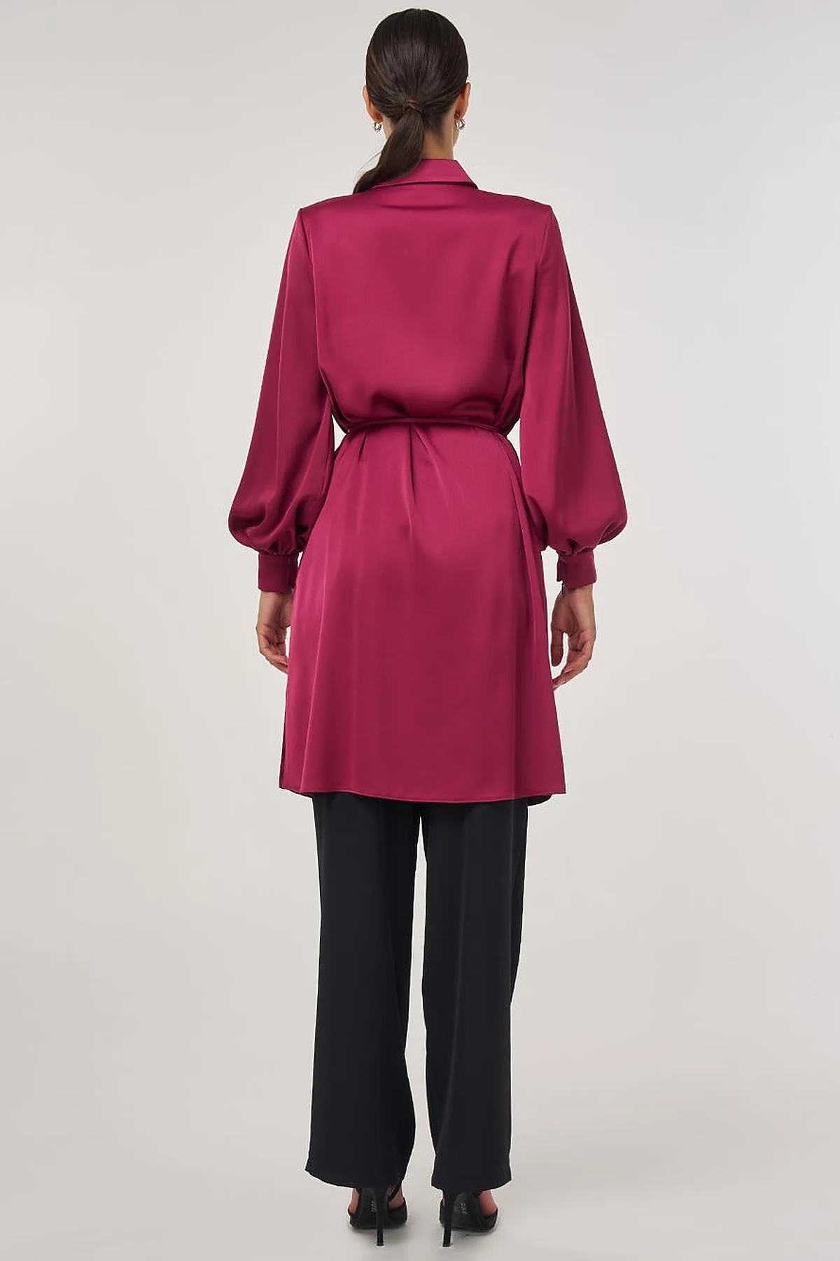 Floral-Embellished Elegant Tunic Cherry