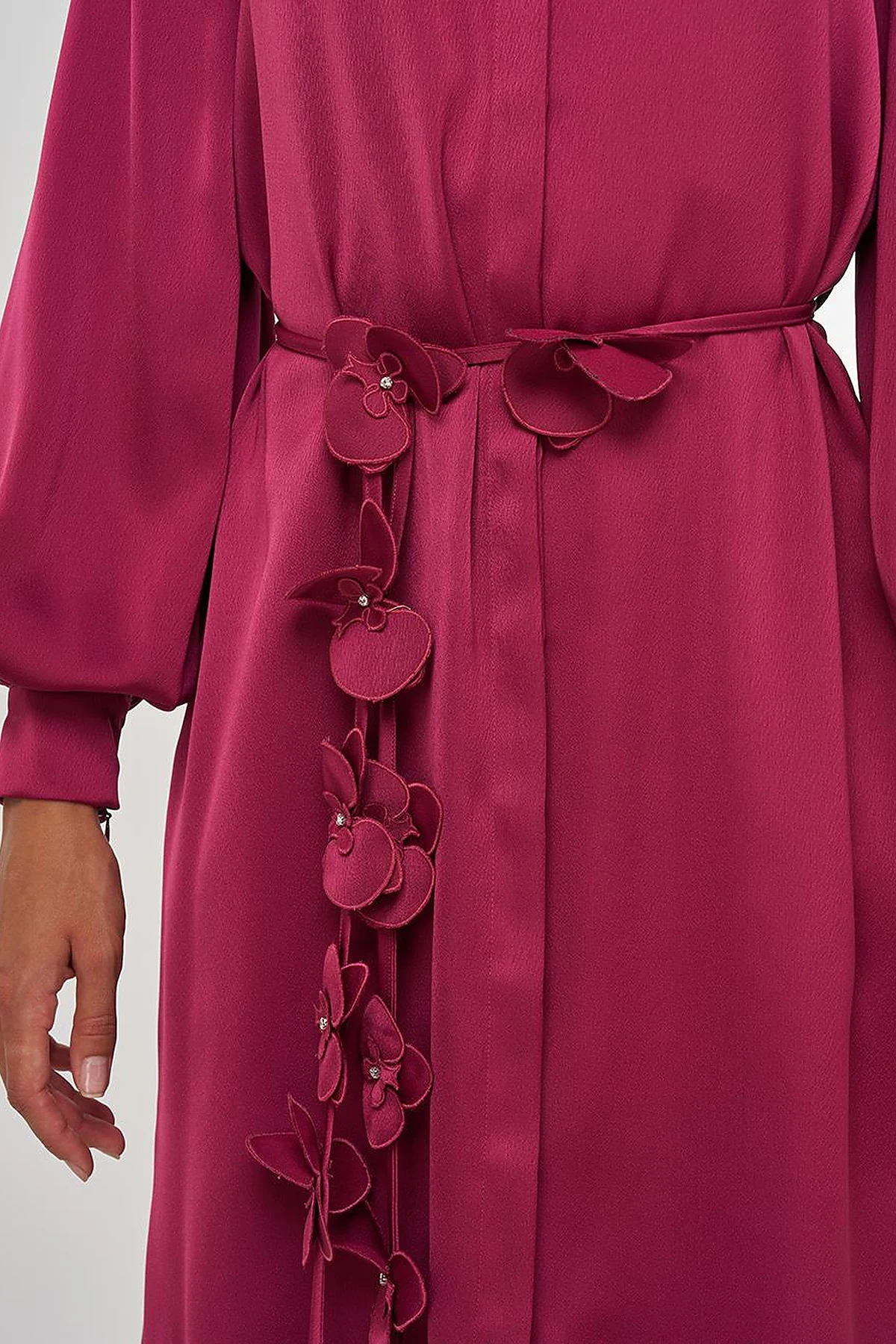 Floral-Embellished Elegant Tunic Cherry