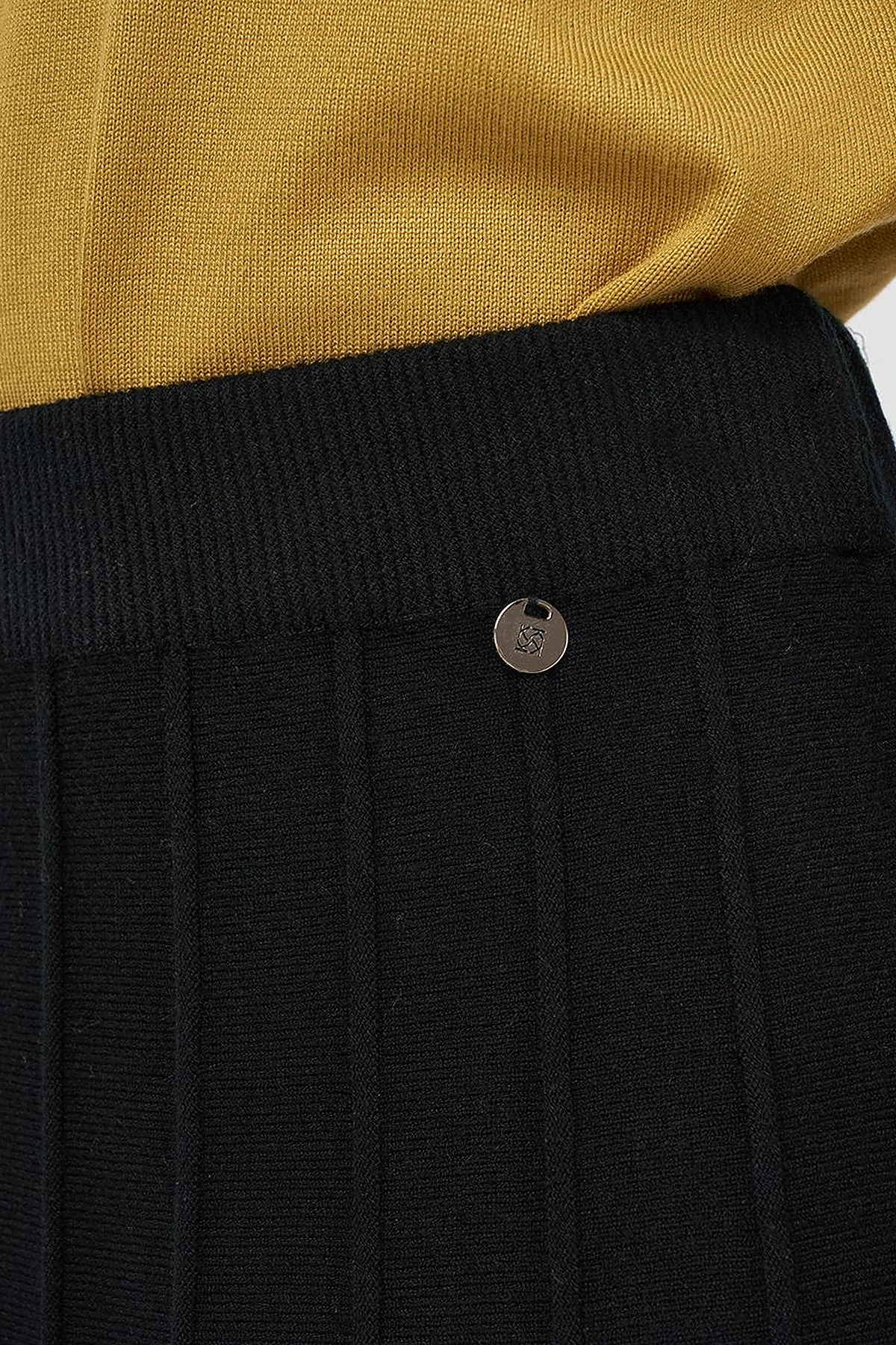 Stitched Viscose Knit Skirt in Black