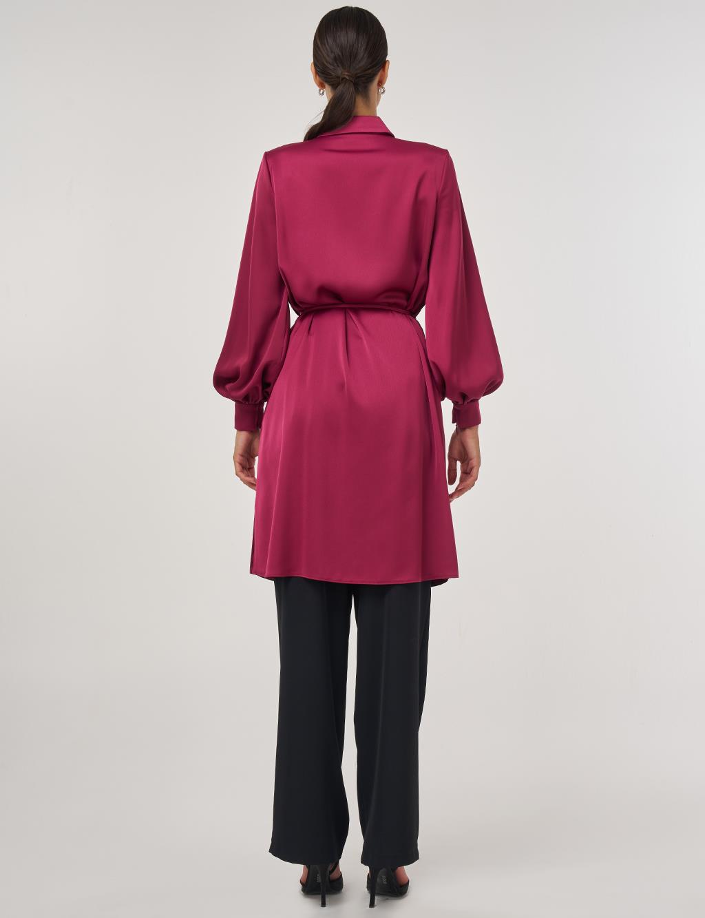 Floral-Embellished Elegant Tunic Cherry