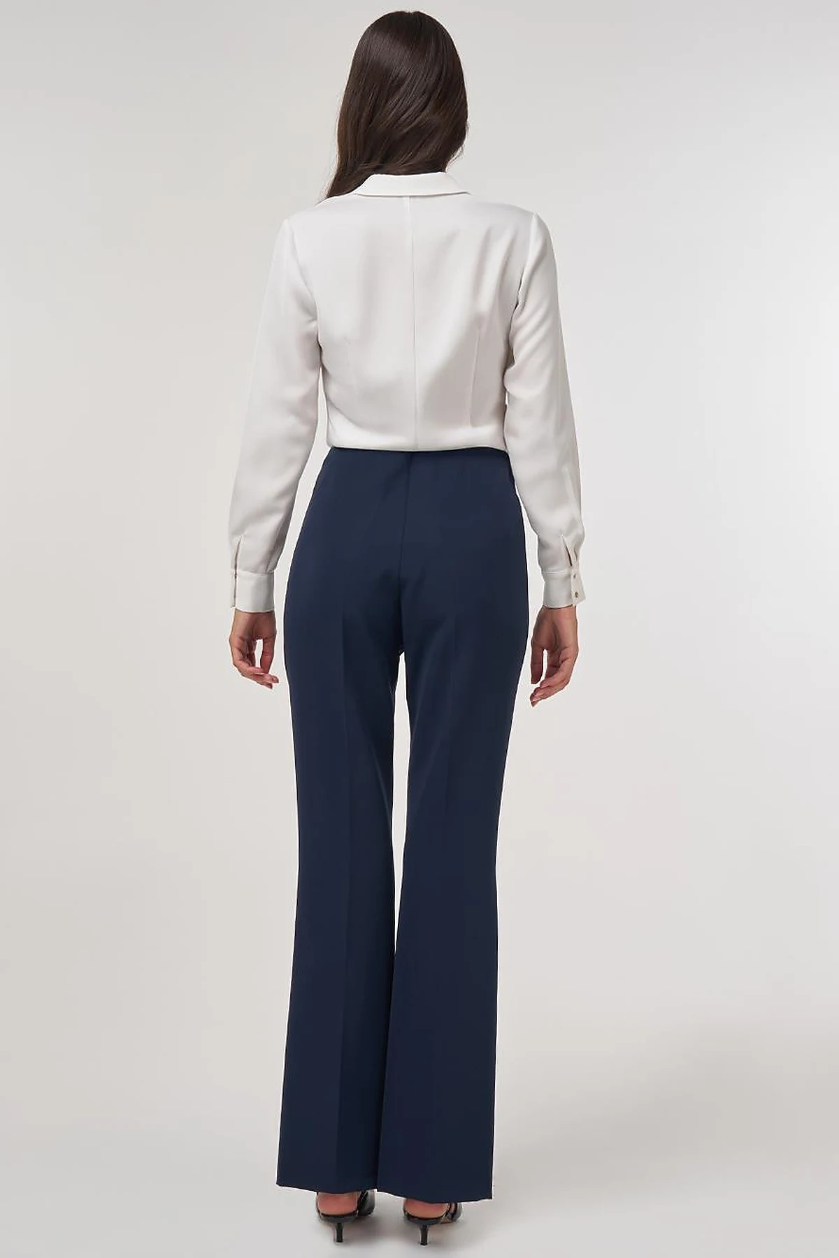 Flare Fit Fringed Hem Pants Dark Navy 