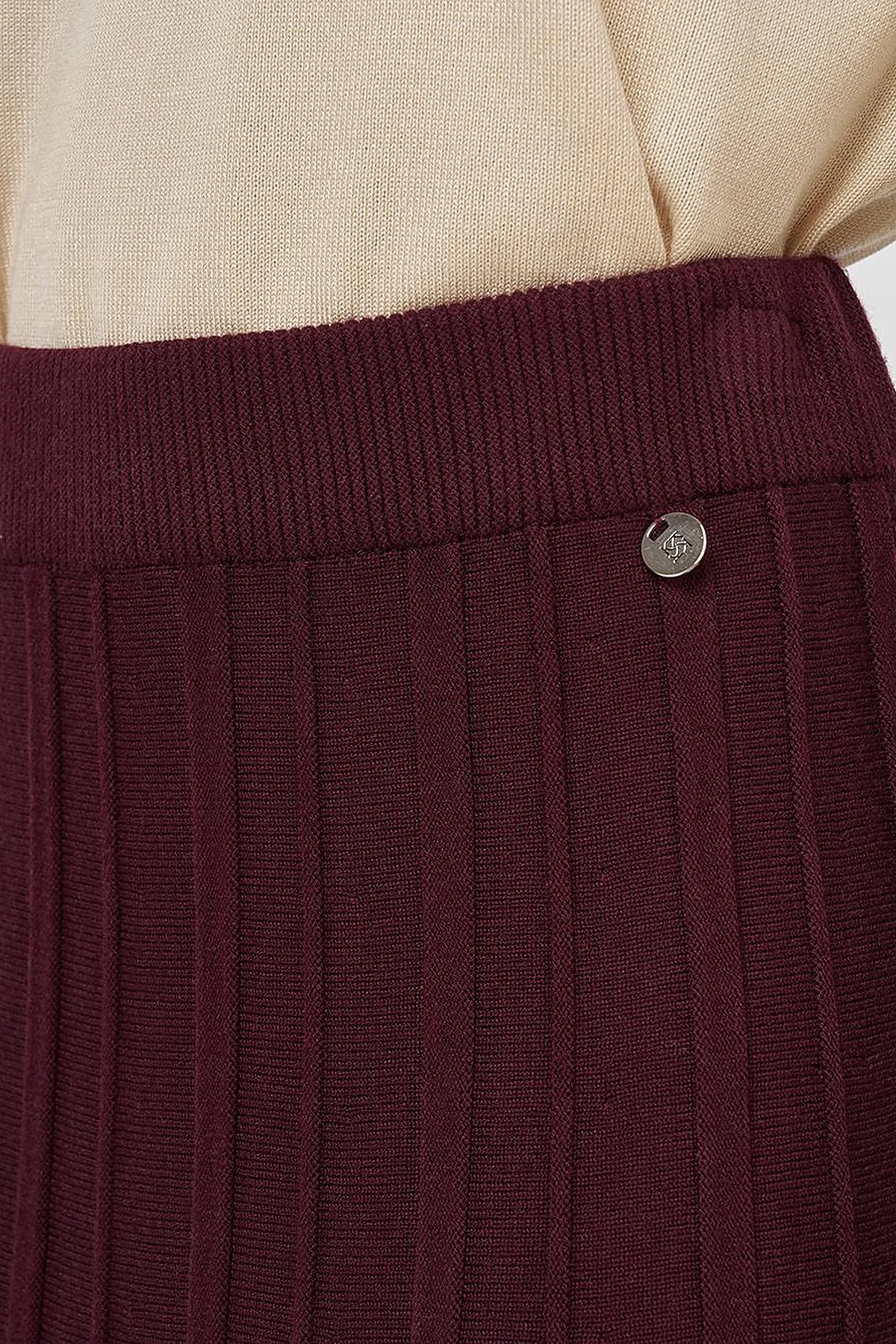 High Waist Viscose Knit Skirt Burgundy