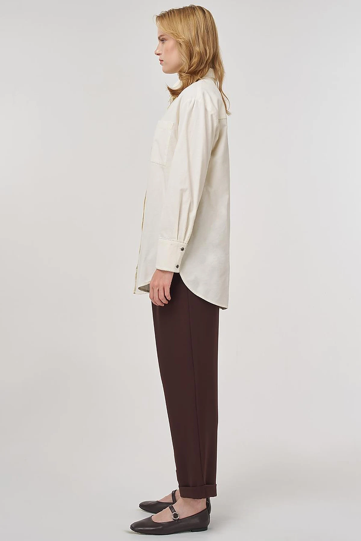 Velvet Tunic with Chain Detail Ecru