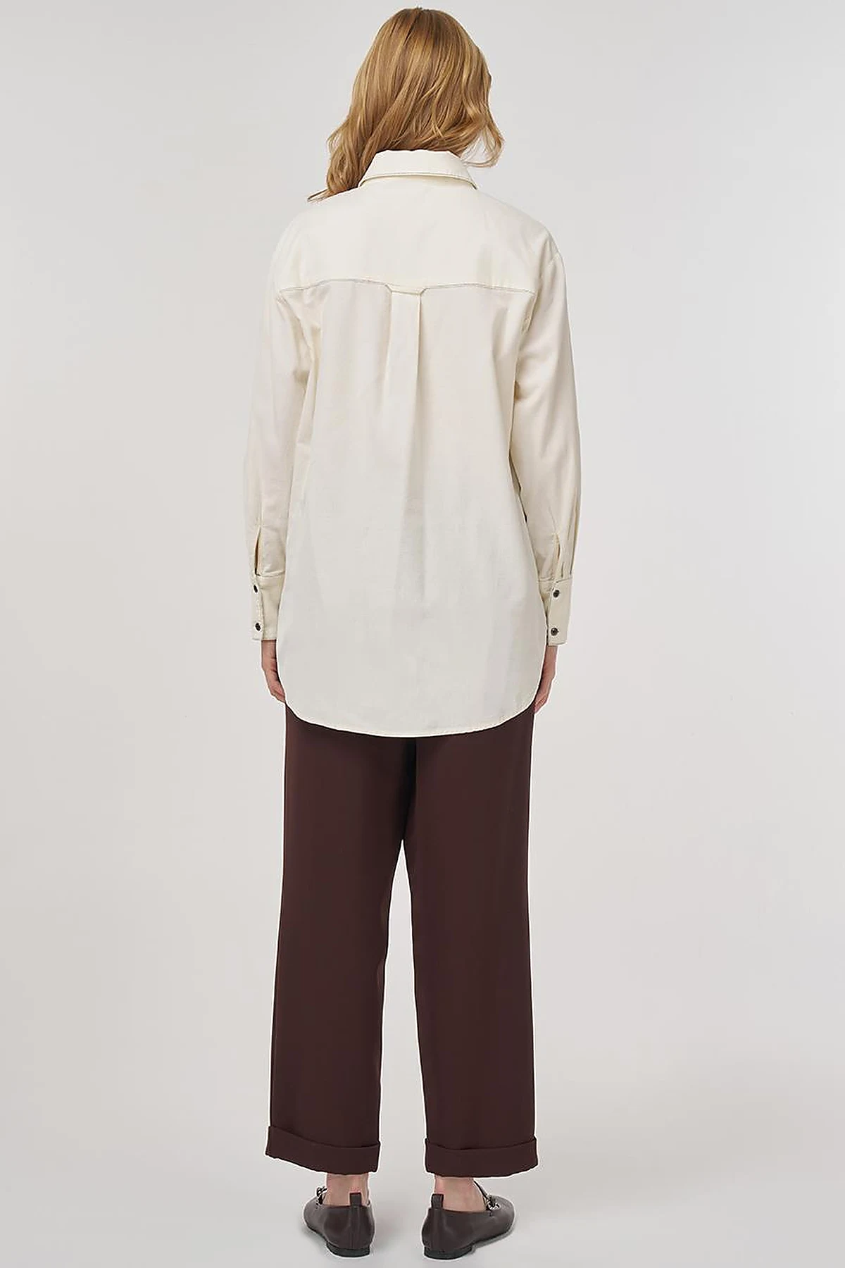 Velvet Tunic with Chain Detail Ecru