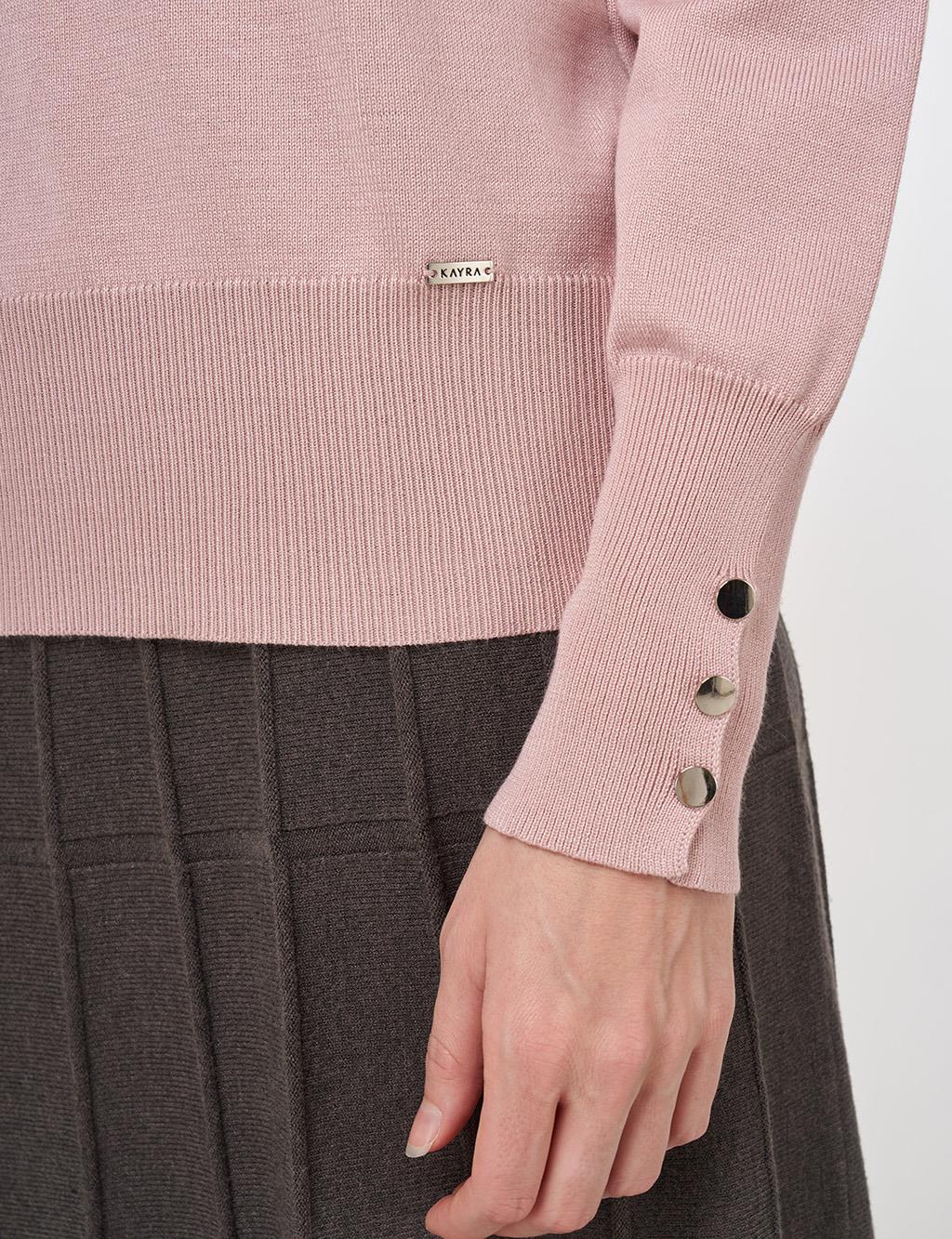Mock Neck Basic Knit Sweater Powder