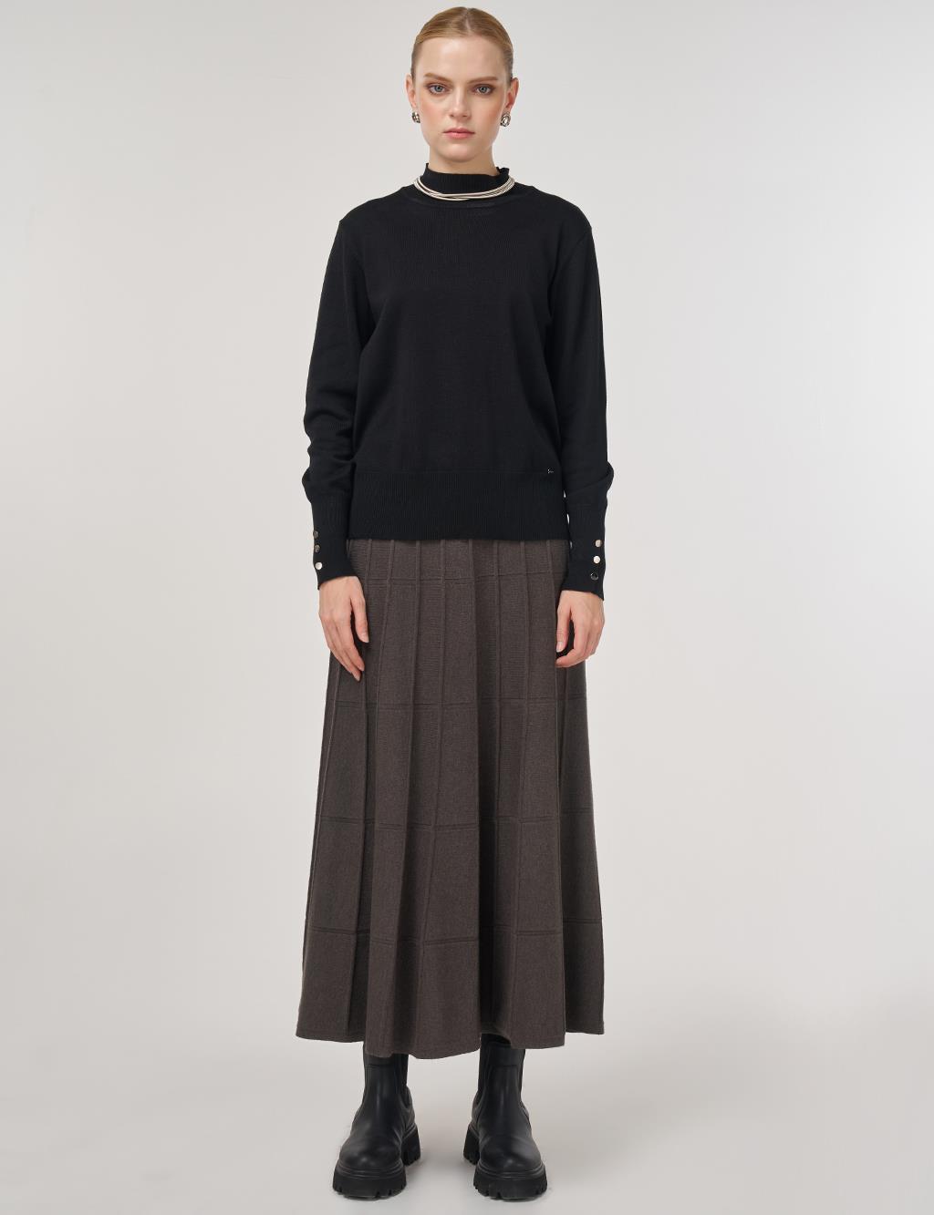 Mock Neck Basic Knit Sweater Black