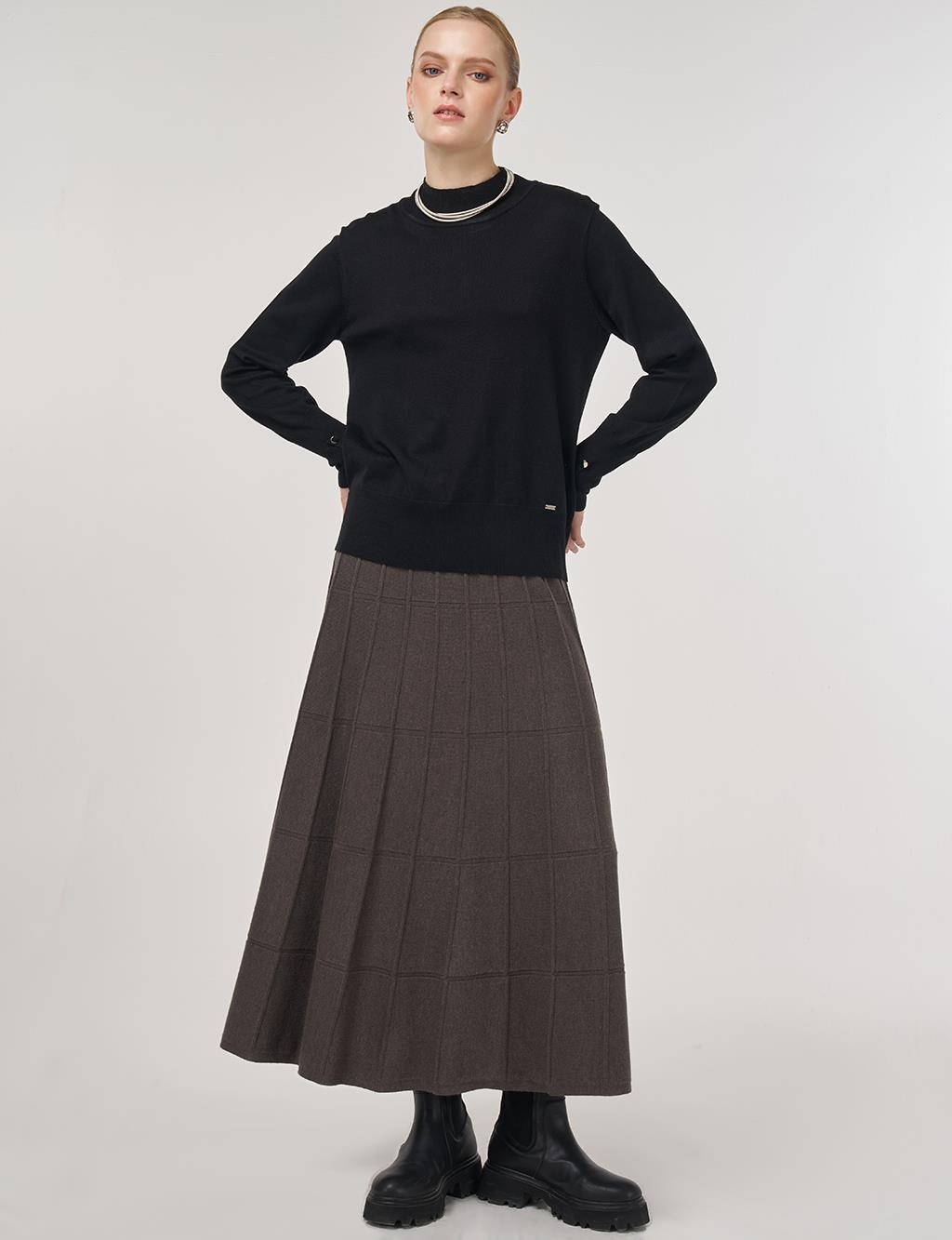 Mock Neck Basic Knit Sweater Black