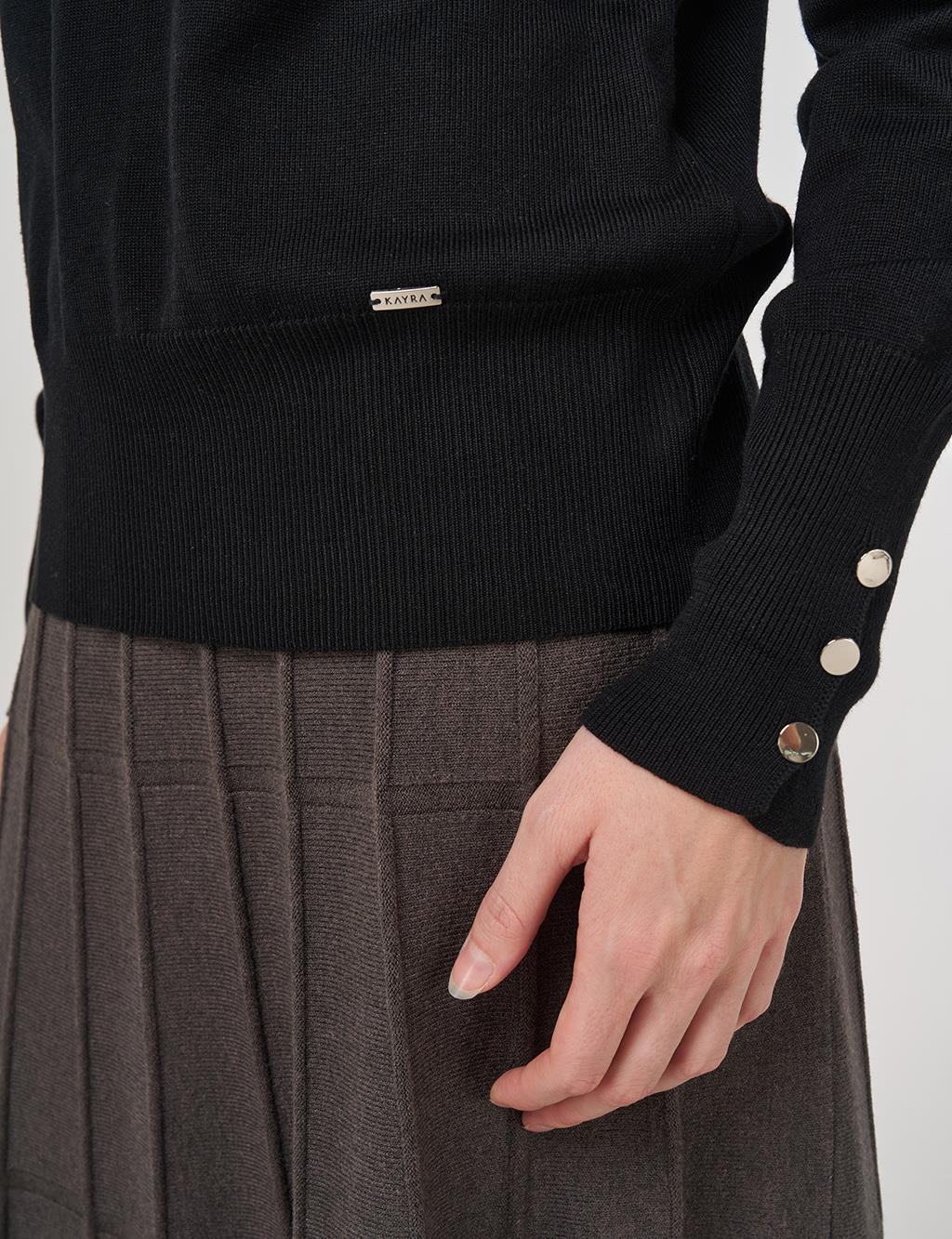 Mock Neck Basic Knit Sweater Black