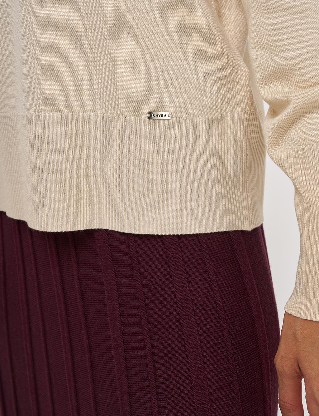 Mock Neck Basic Knit Sweater Stone 