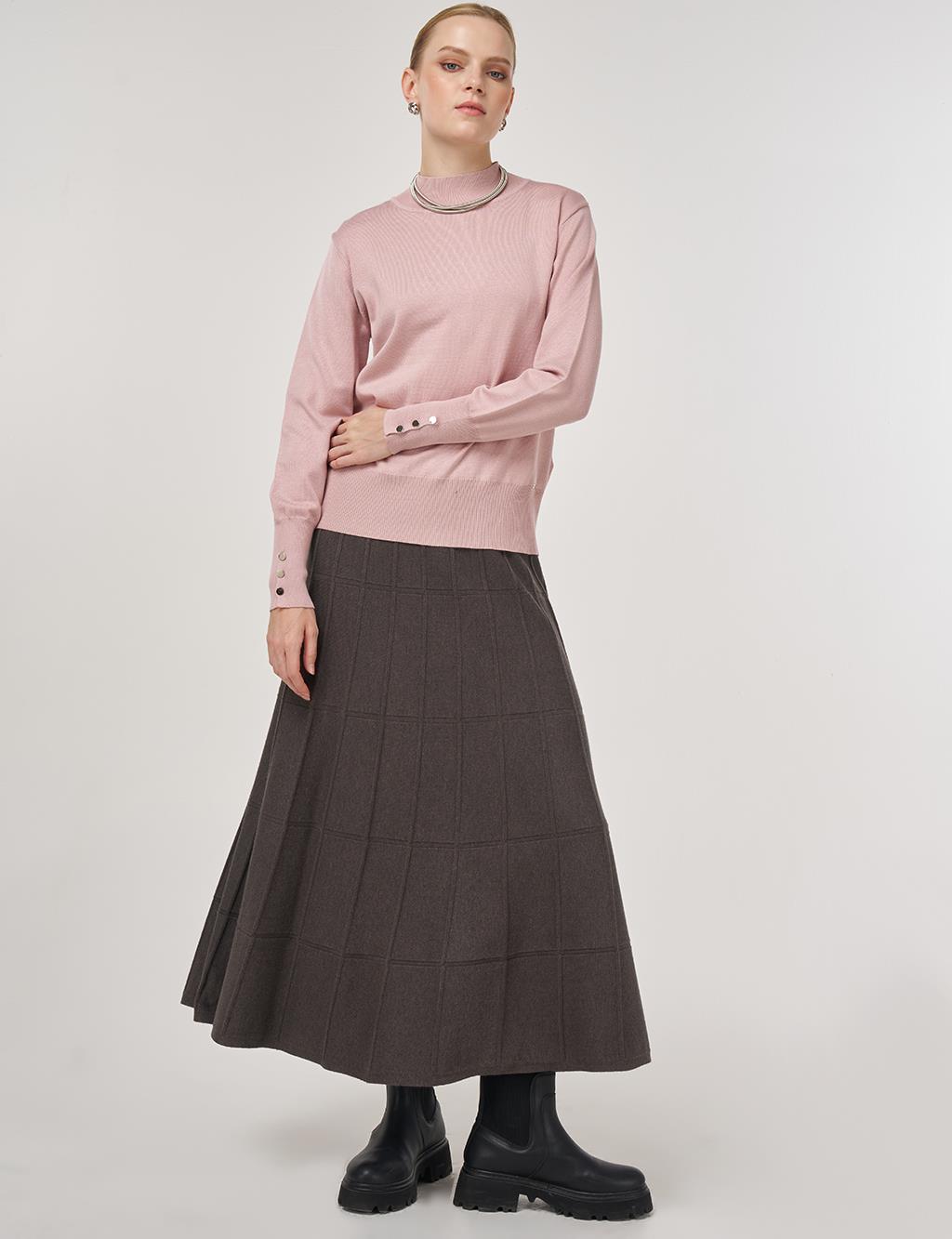 Mock Neck Basic Knit Sweater Powder