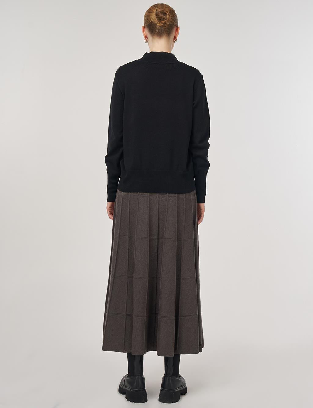 Mock Neck Basic Knit Sweater Black