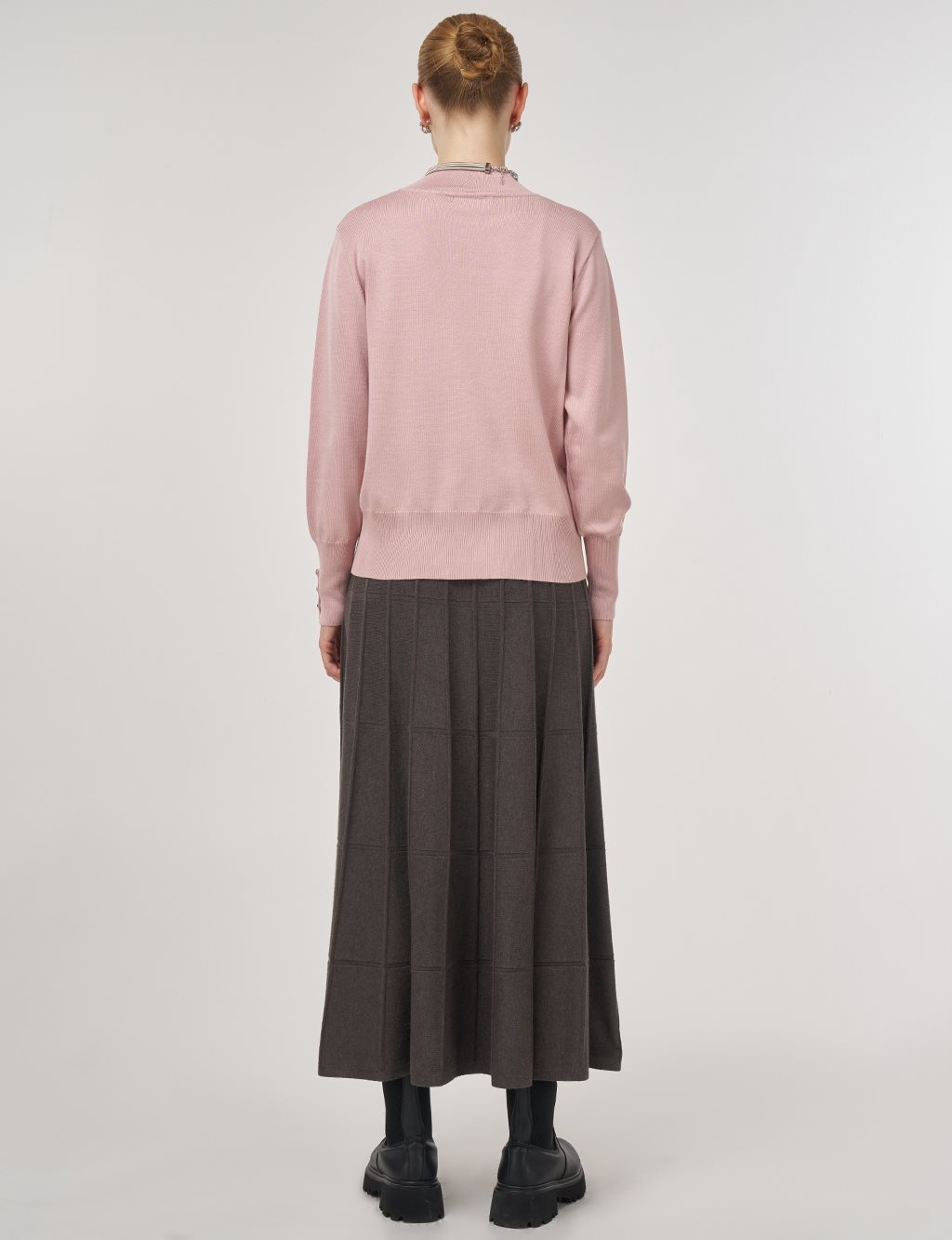 Mock Neck Basic Knit Sweater Powder