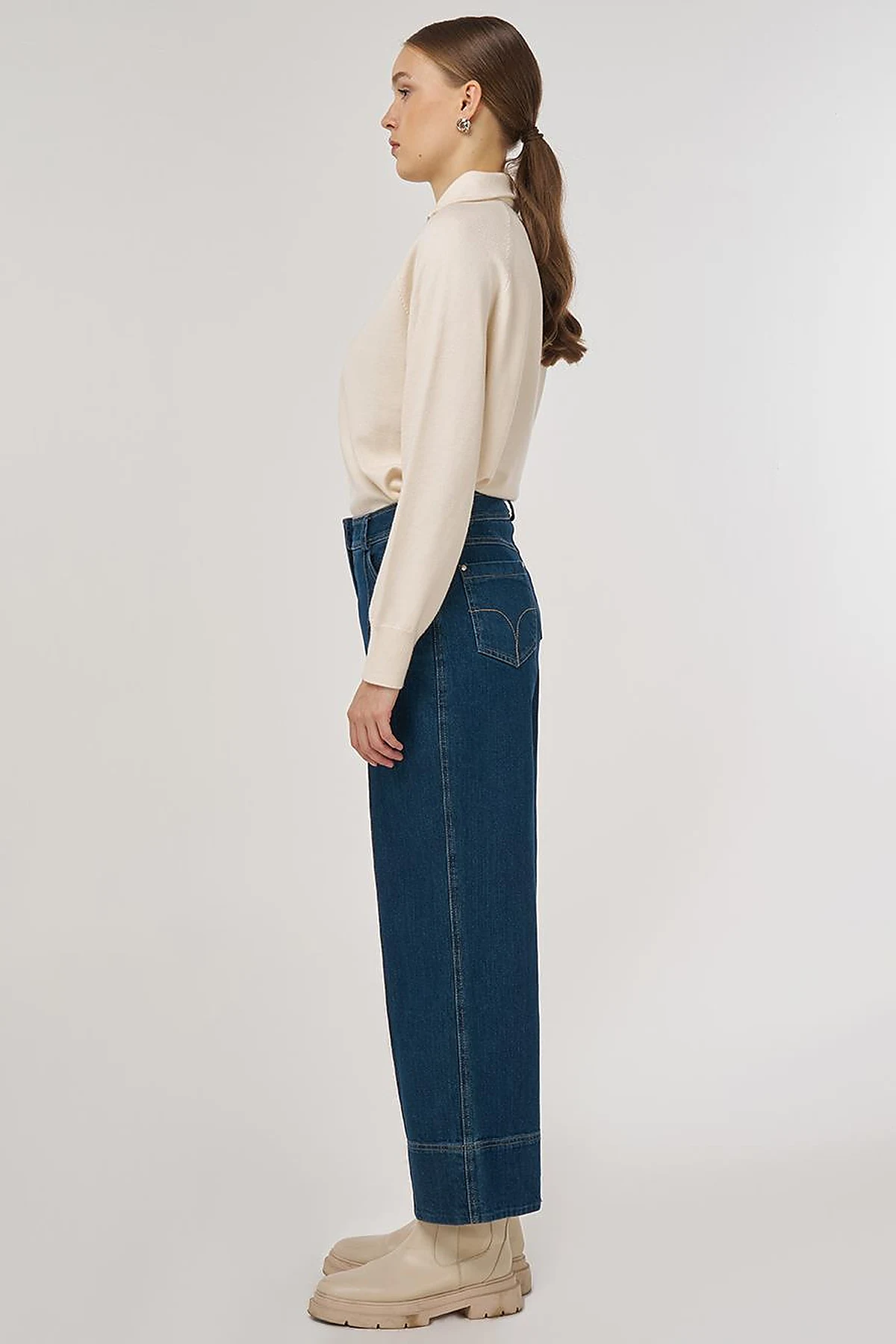 Çima Dikişli Denim Pantolon Lacivert