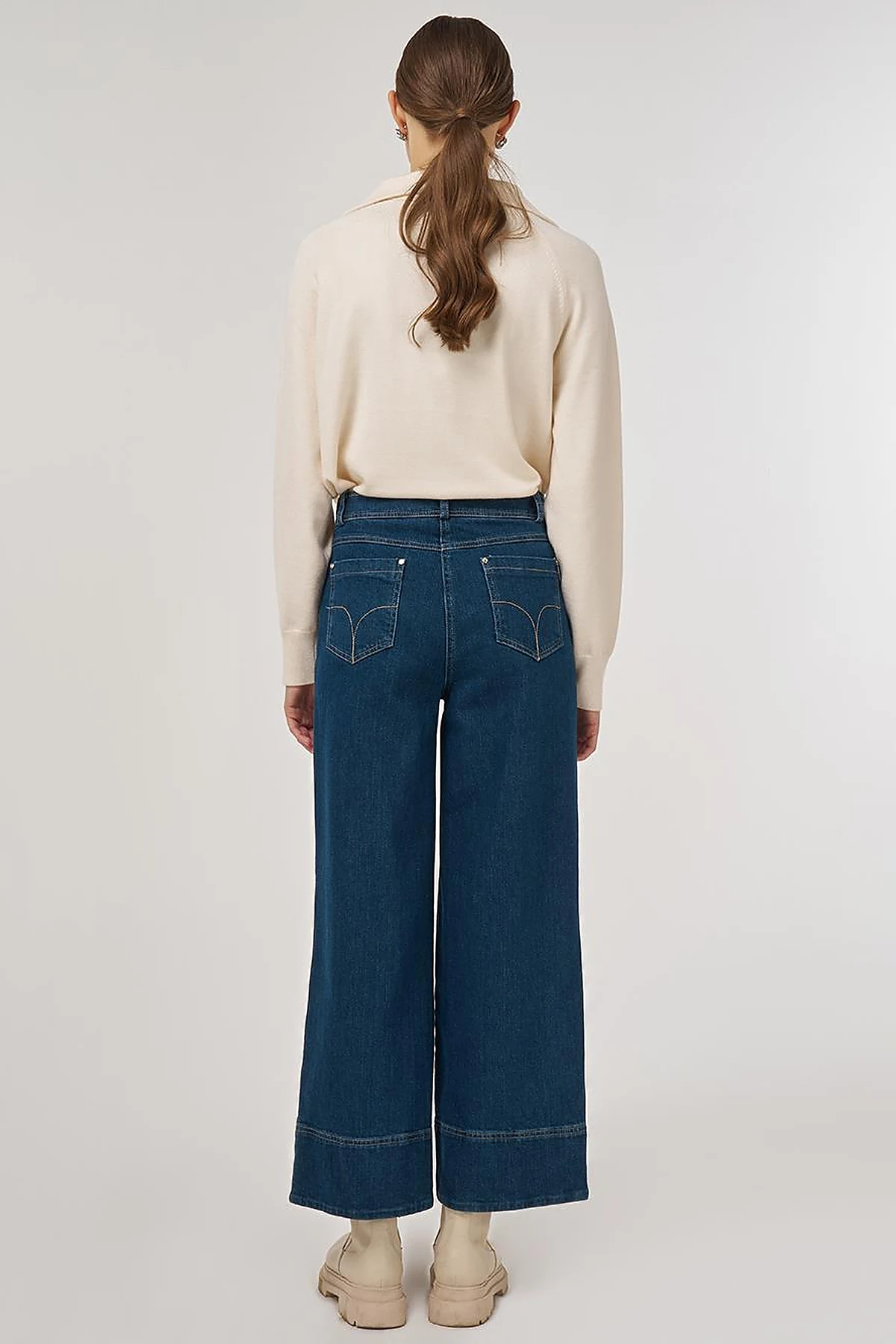 Çima Dikişli Denim Pantolon Lacivert
