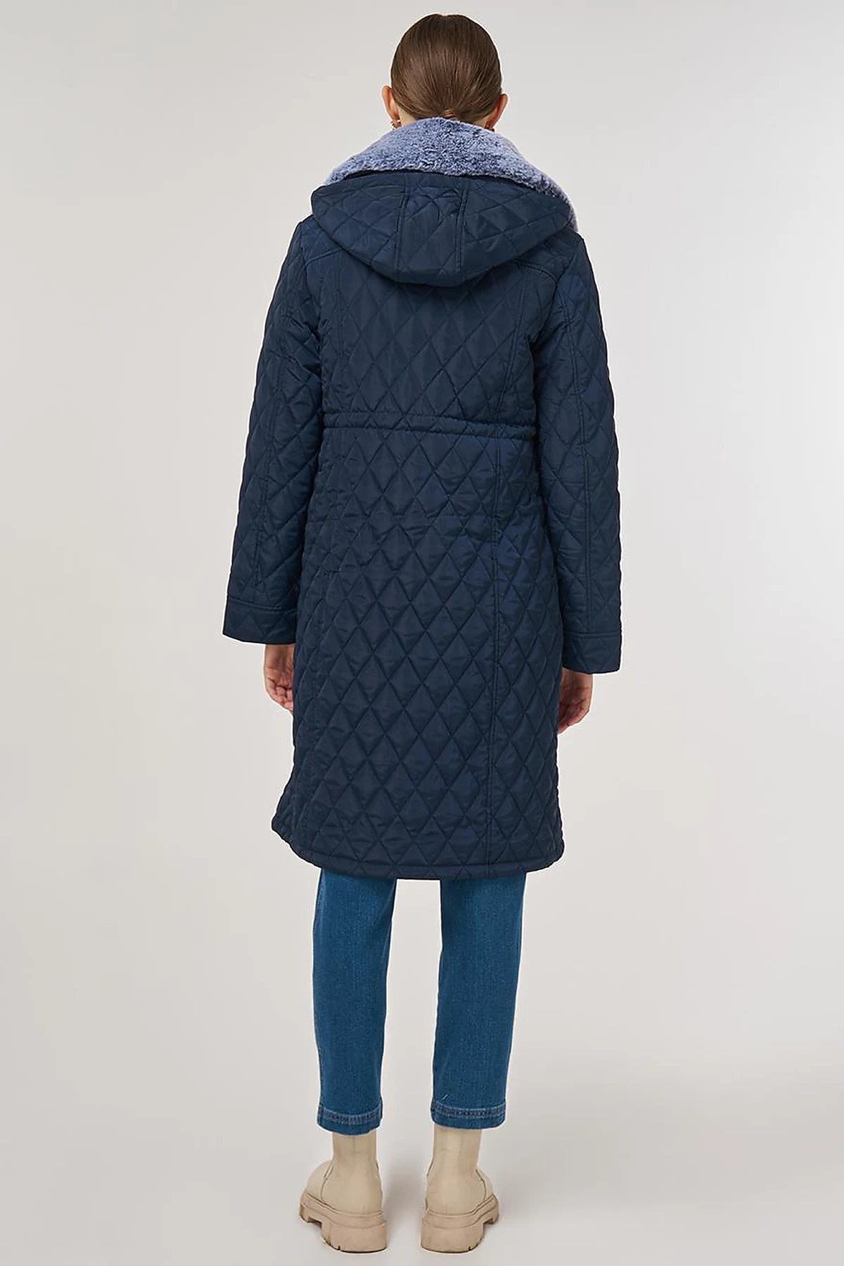 Kürk Detaylı Anorak Mont Lacivert