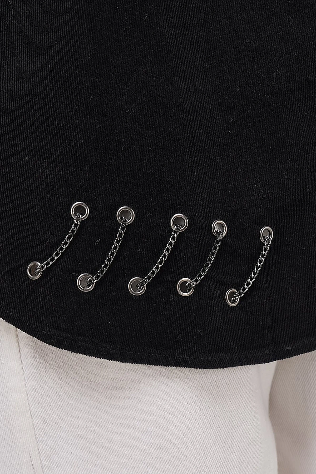 Velvet Tunic with Chain Detail Black