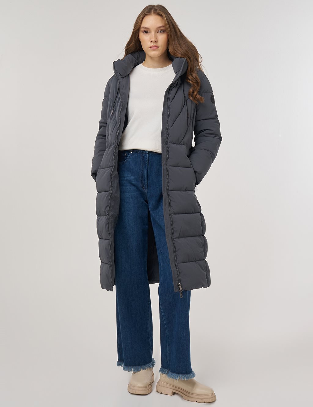 Kapüşon Detaylı Anorak Mont Antrasit 