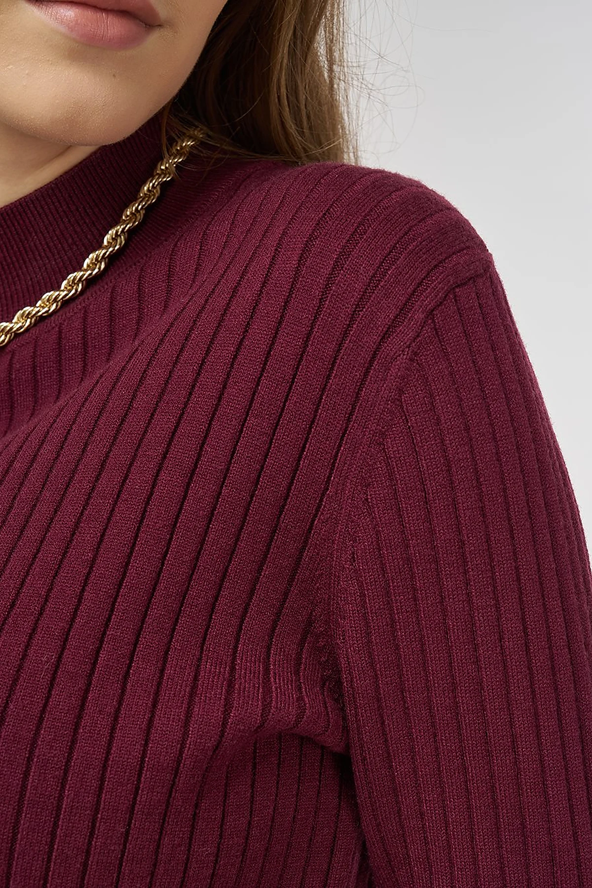 Ribbed Viscose Knit Sweater Burgundy