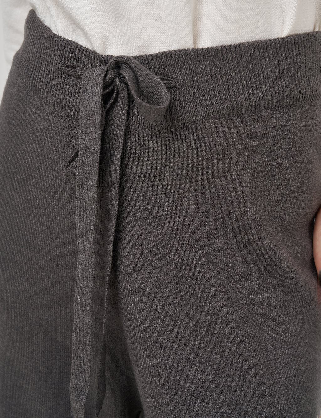Drawstring Viscose Knit Pants Anthracite 