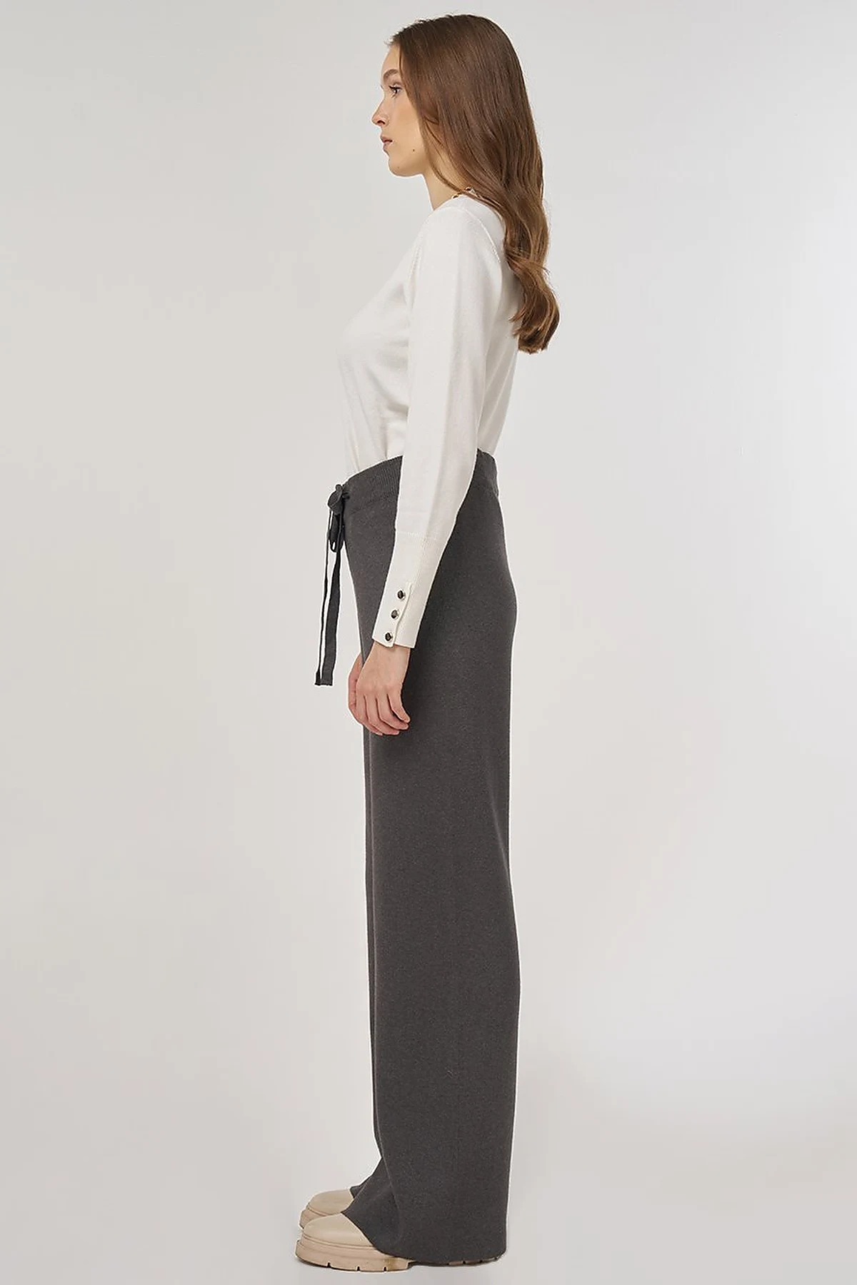 Drawstring Viscose Knit Pants Anthracite 