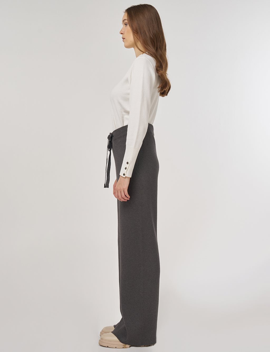 Drawstring Viscose Knit Pants Anthracite 