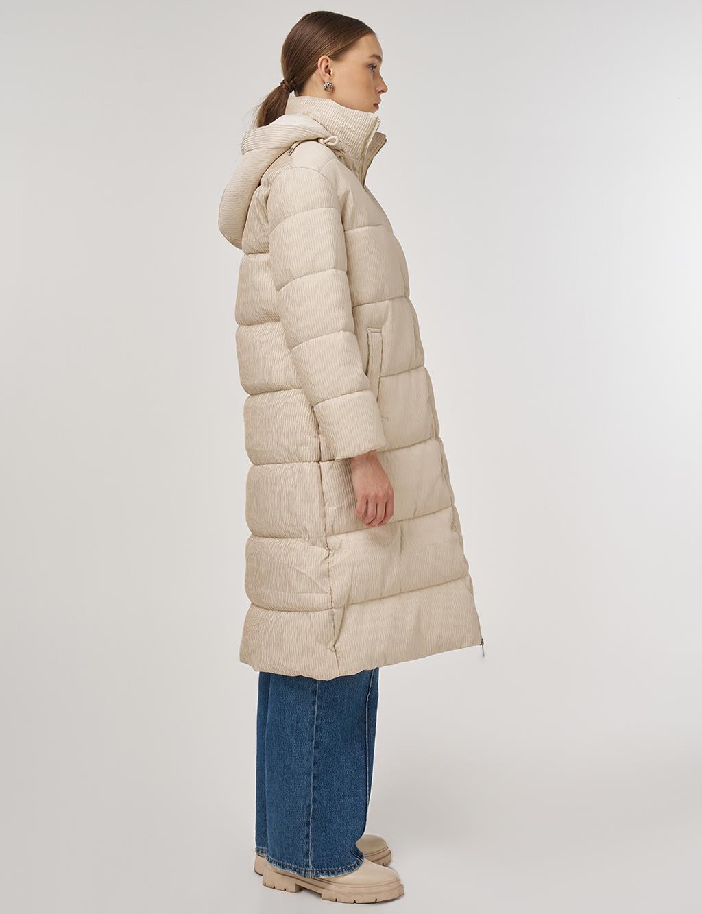 Zipper-Closure Anorak Jacket Cream