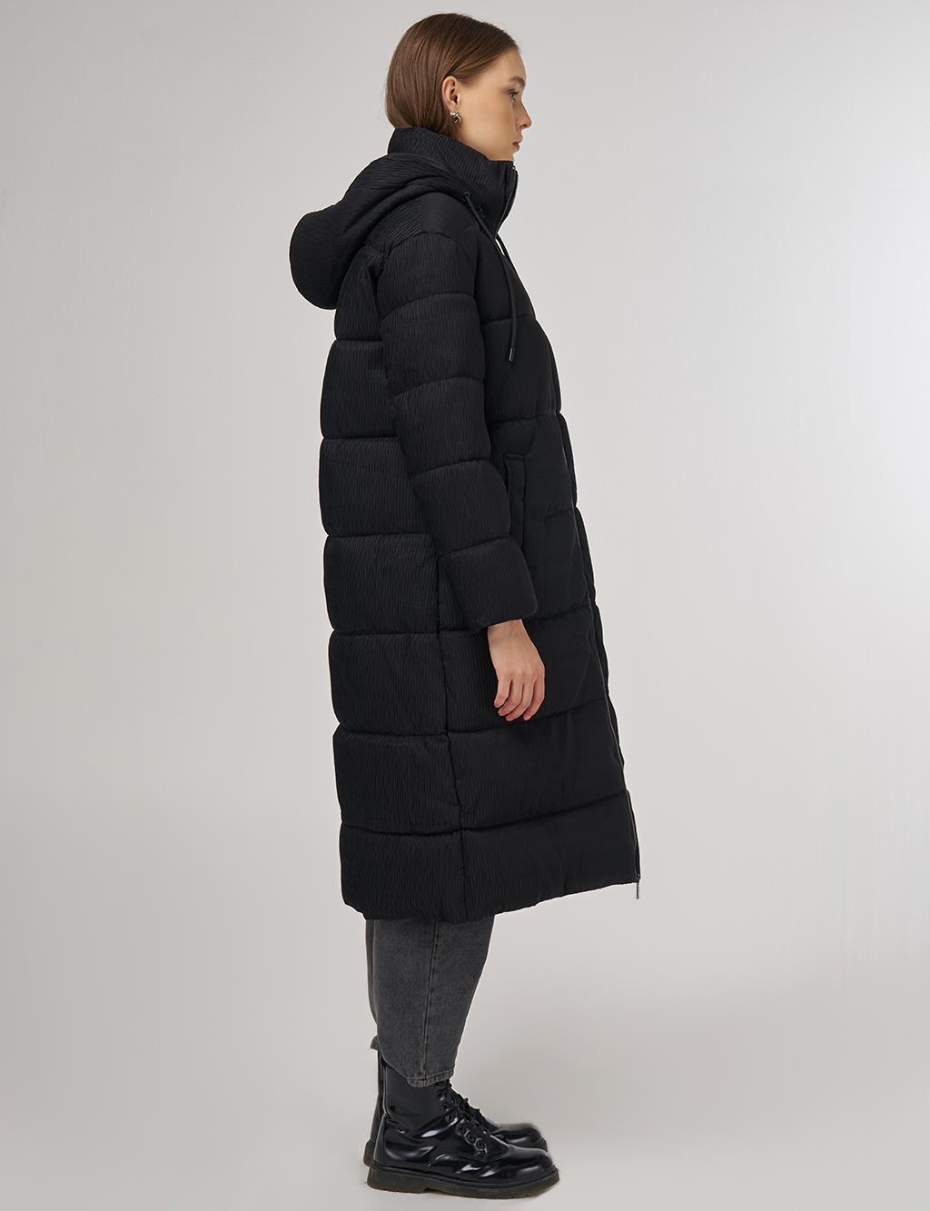 Zipper-Closure Anorak Jacket Black 