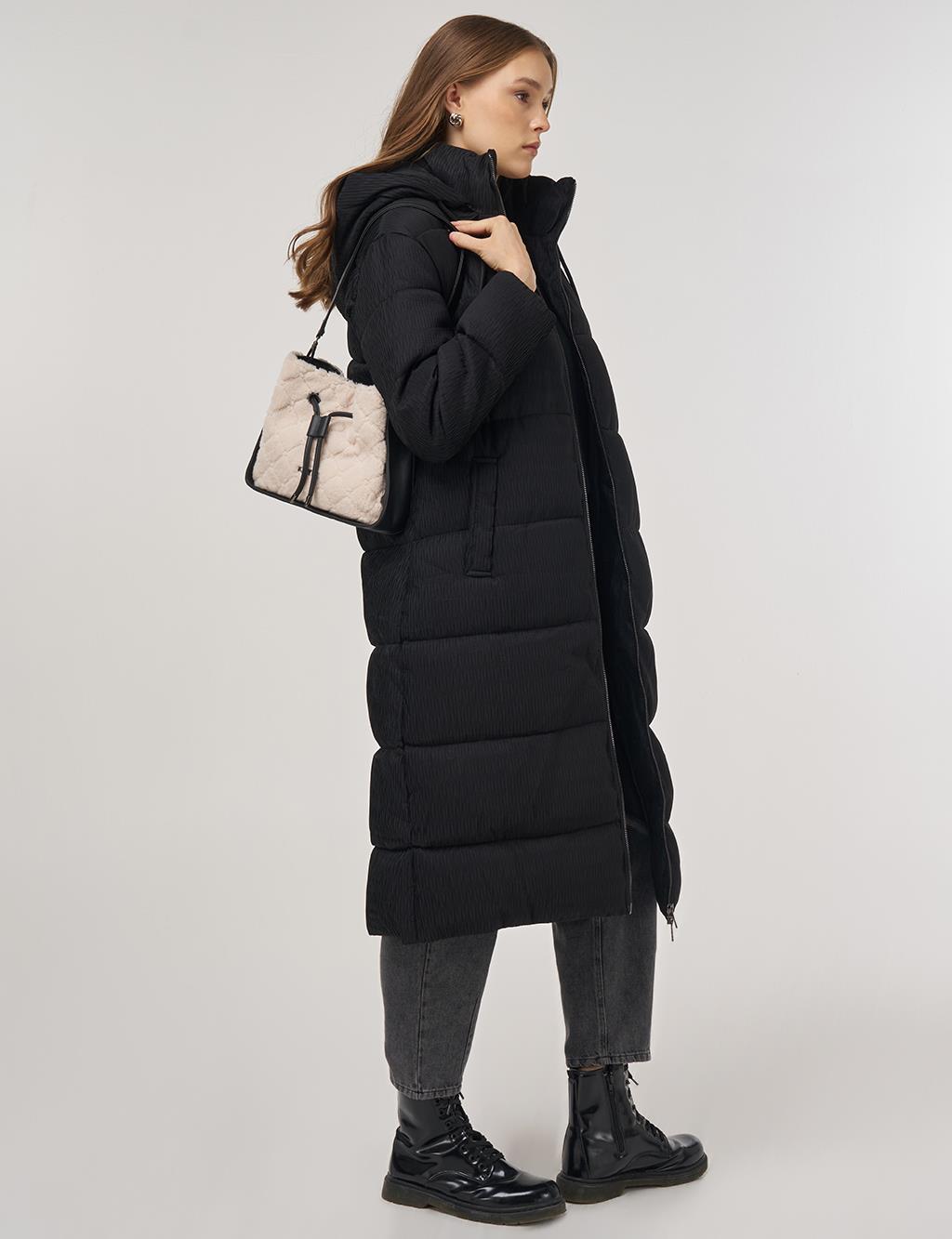 Zipper-Closure Anorak Jacket Black 