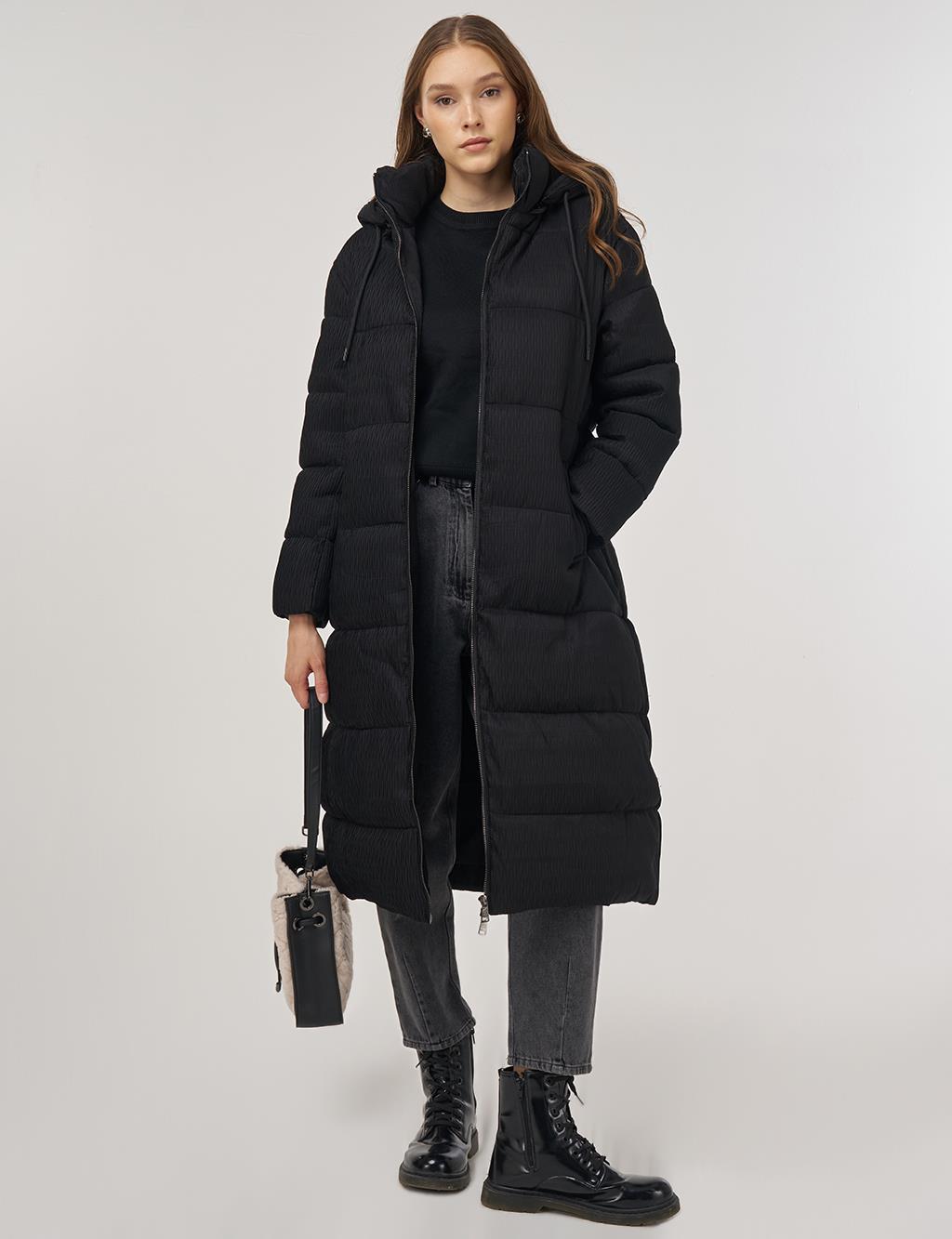 Zipper-Closure Anorak Jacket Black 