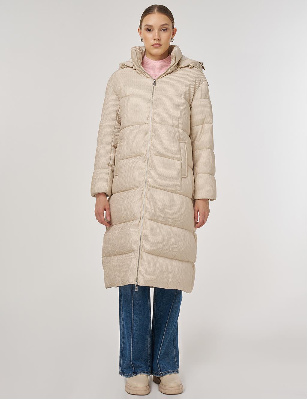 Zipper-Closure Anorak Jacket Cream