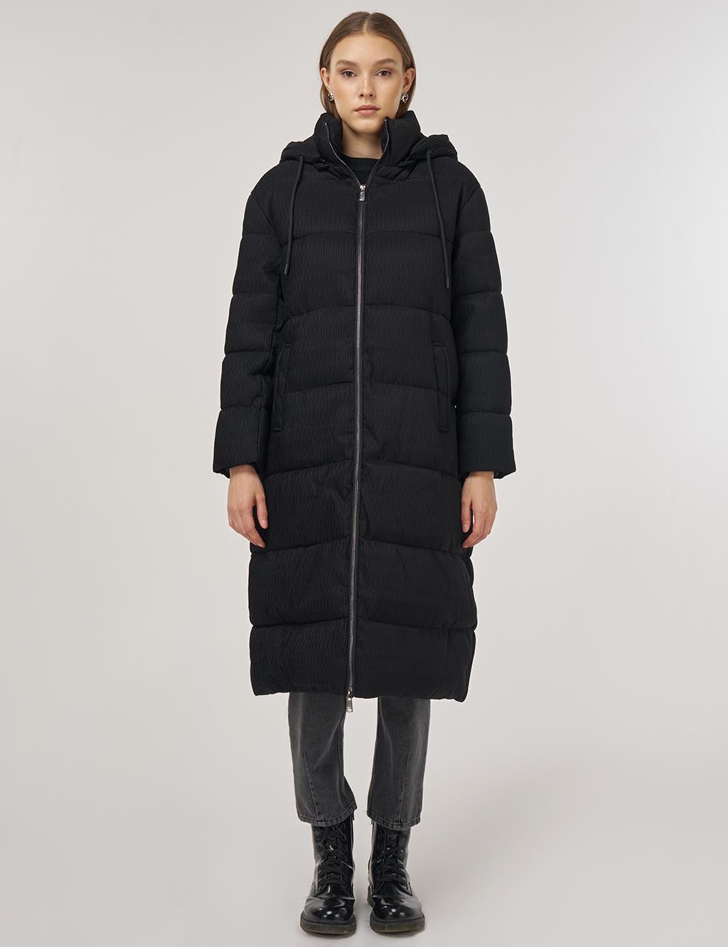 Zipper-Closure Anorak Jacket Black 