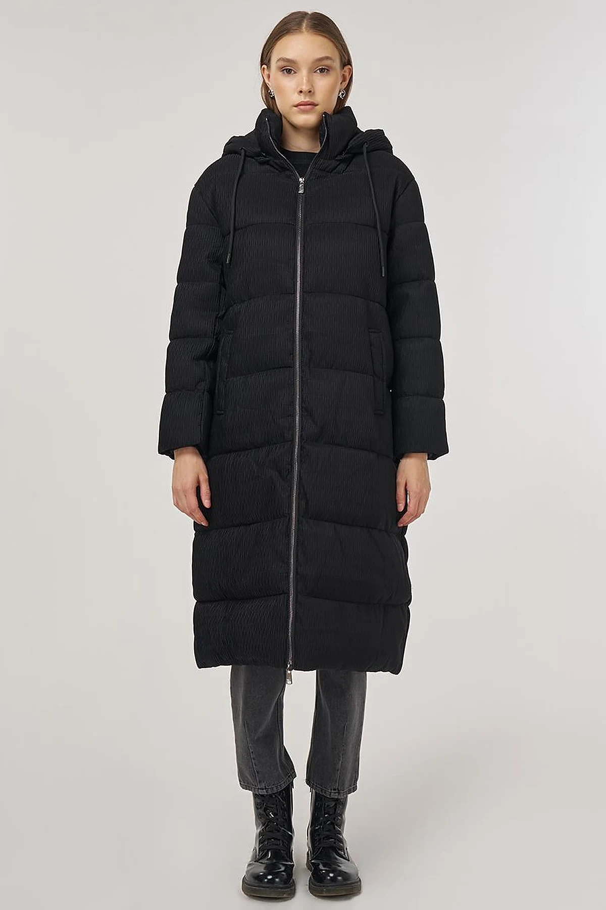 Zipper-Closure Anorak Jacket Black 