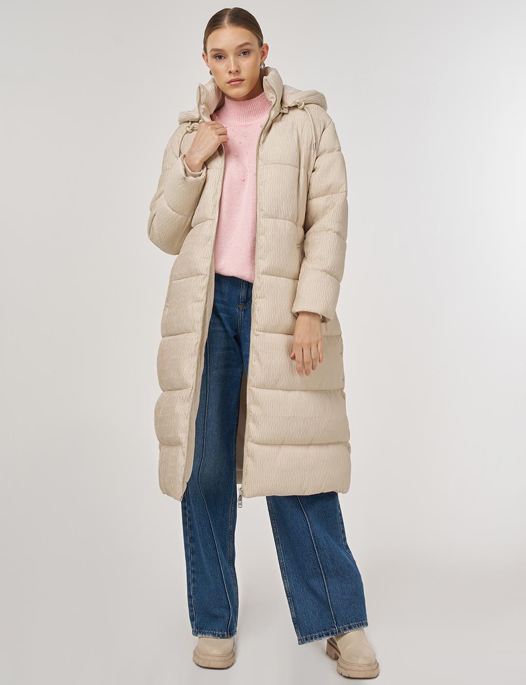 Zipper-Closure Anorak Jacket Cream