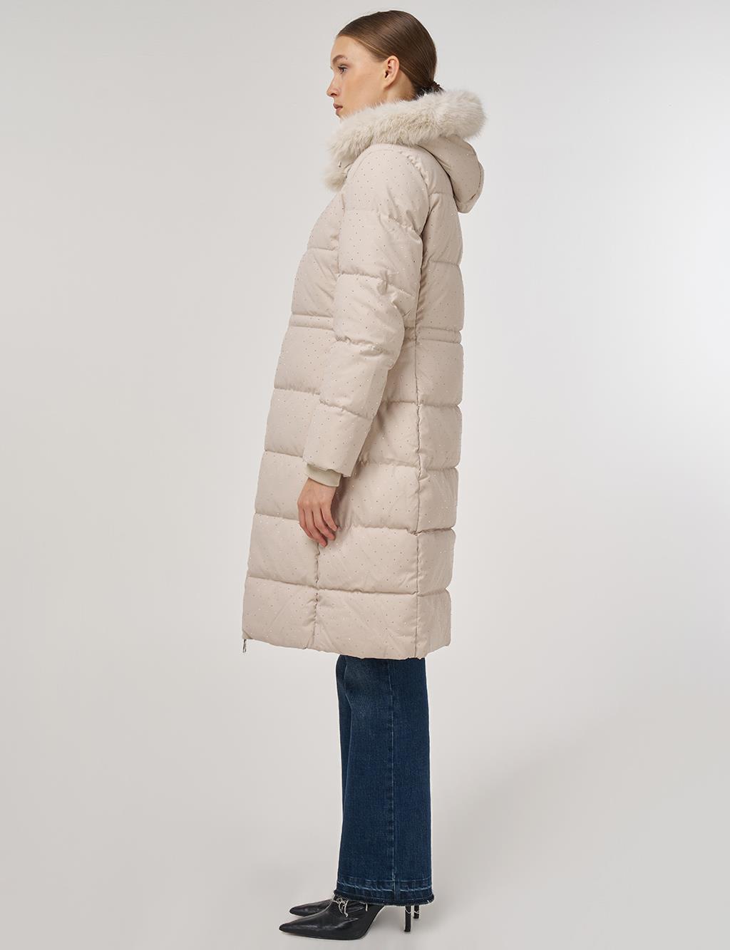 Hotfix Printed Anorak Coat Beige