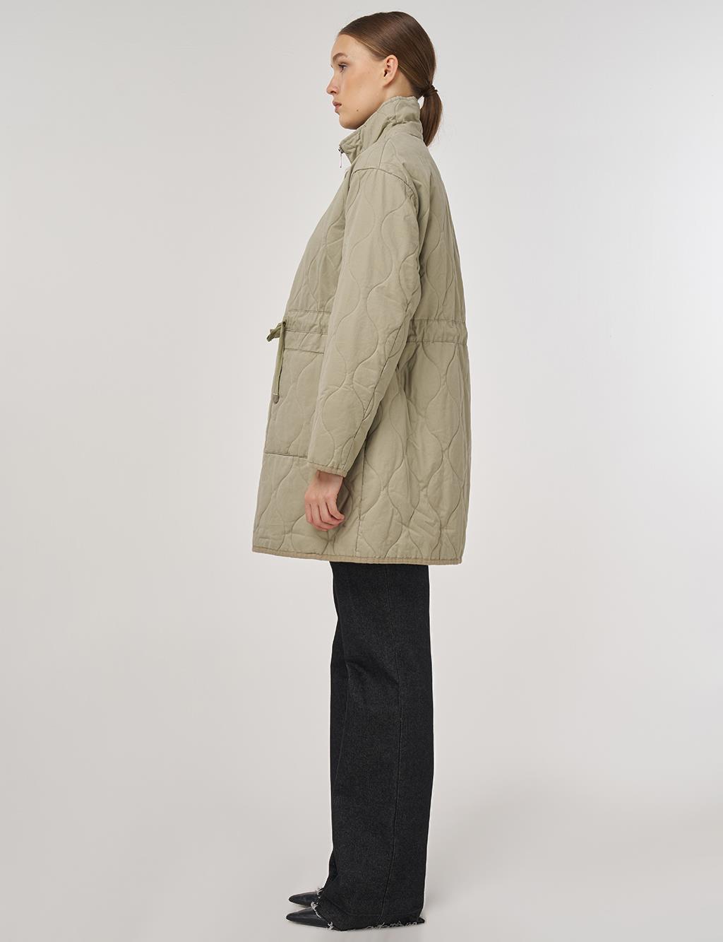 Stand-Collar Anorak Jacket in Light Brown
