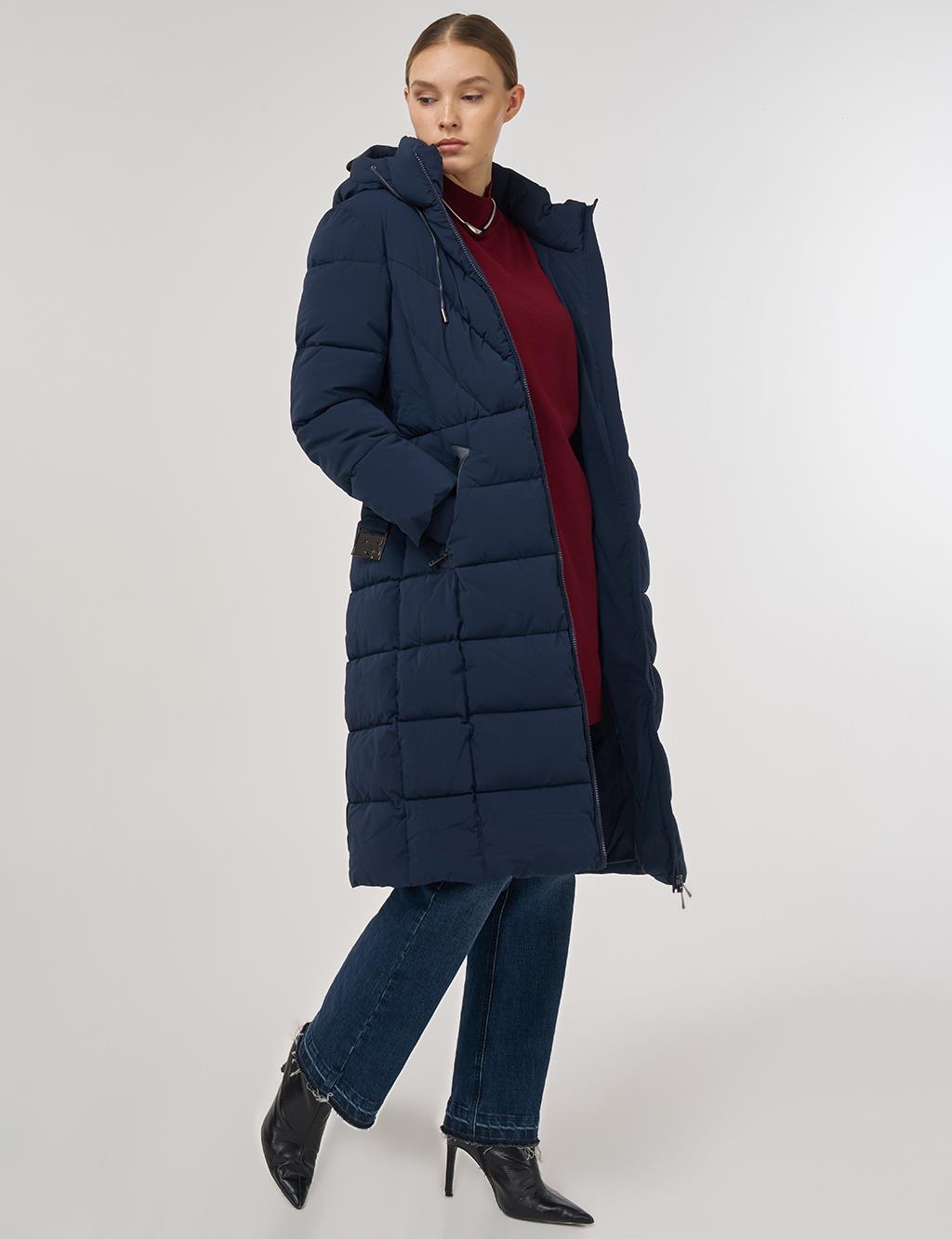 Kapüşon Detaylı Anorak Mont Lacivert