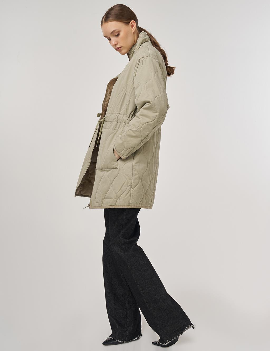 Stand-Collar Anorak Jacket in Light Brown