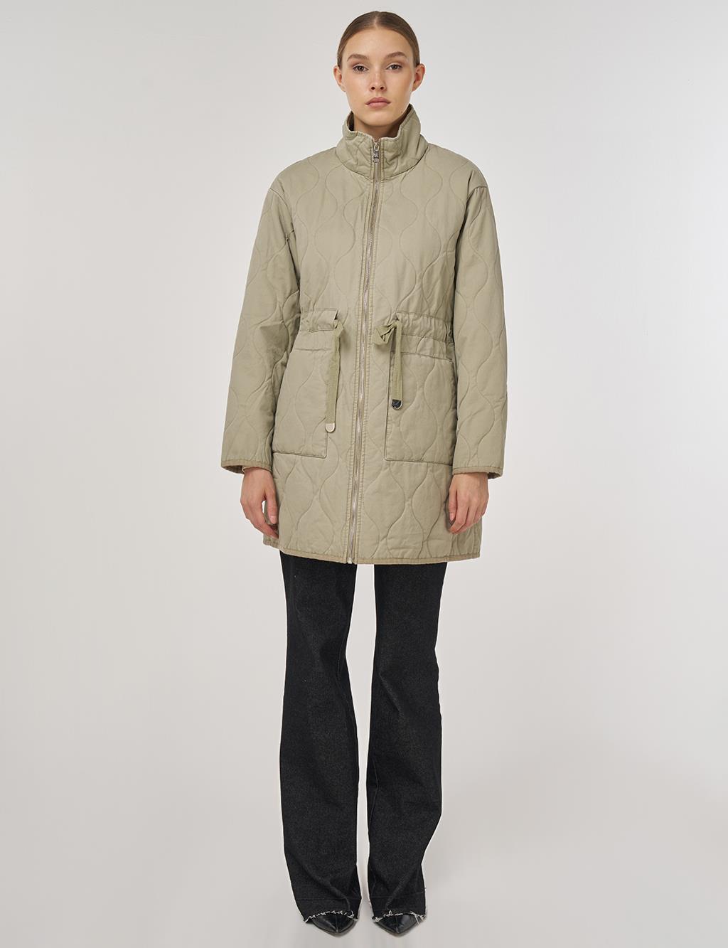 Stand-Collar Anorak Jacket in Light Brown