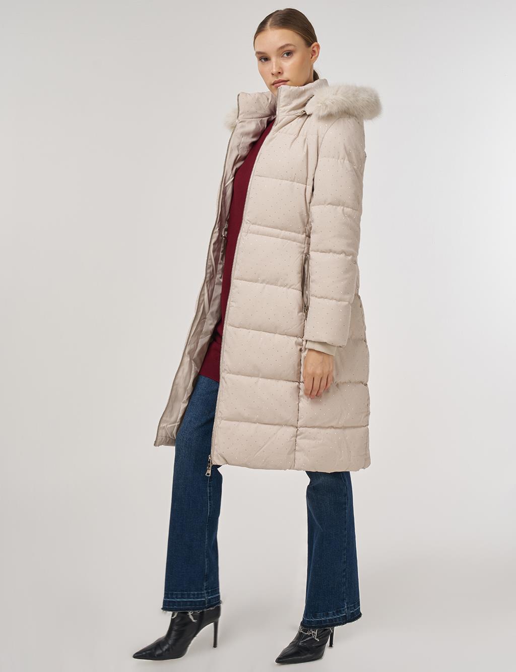 Hotfix Printed Anorak Coat Beige