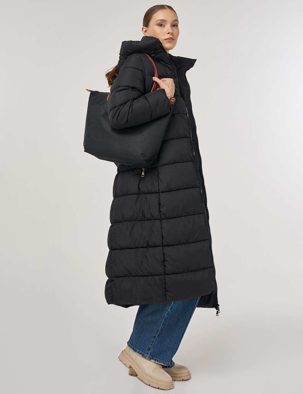 Zipper-Detail Anorak Jacket Black