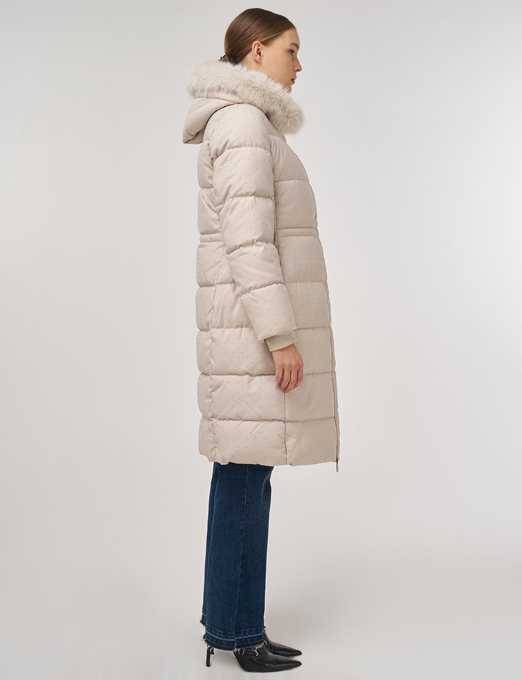 Hotfix Printed Anorak Coat Beige