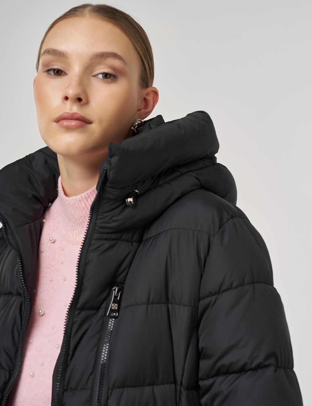 Zipper-Detail Anorak Jacket Black