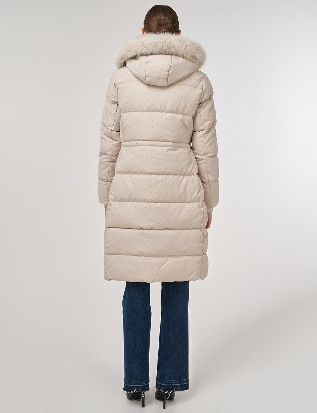 Hotfix Printed Anorak Coat Beige