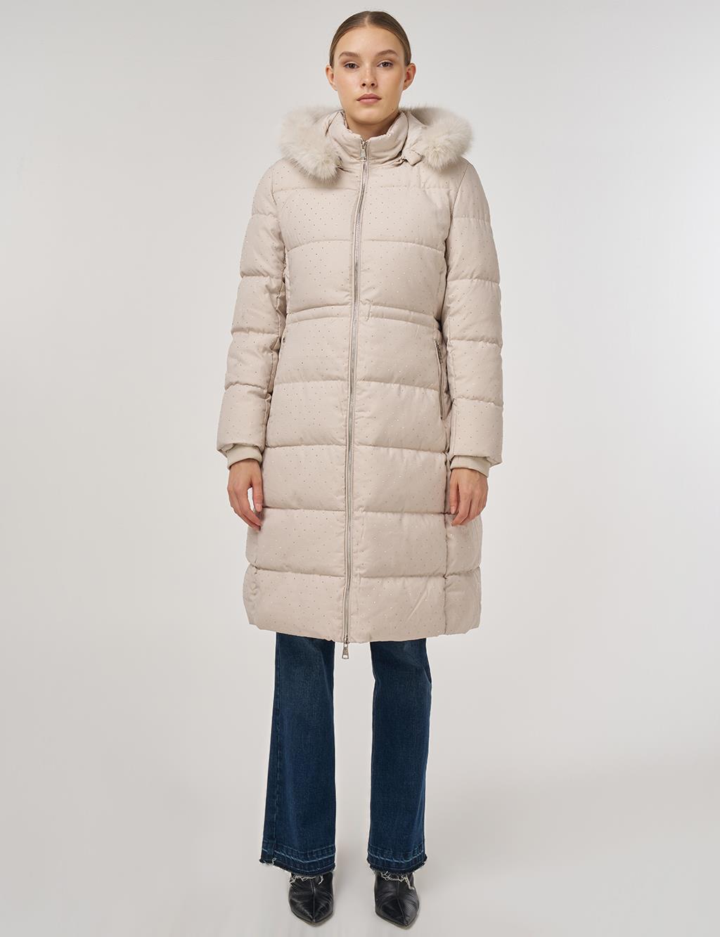 Hotfix Printed Anorak Coat Beige