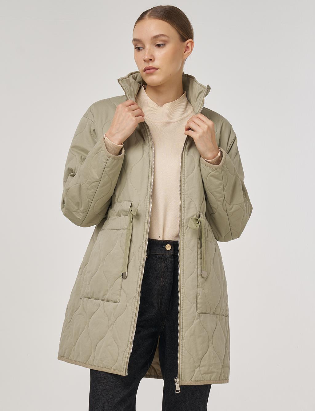Stand-Collar Anorak Jacket in Light Brown
