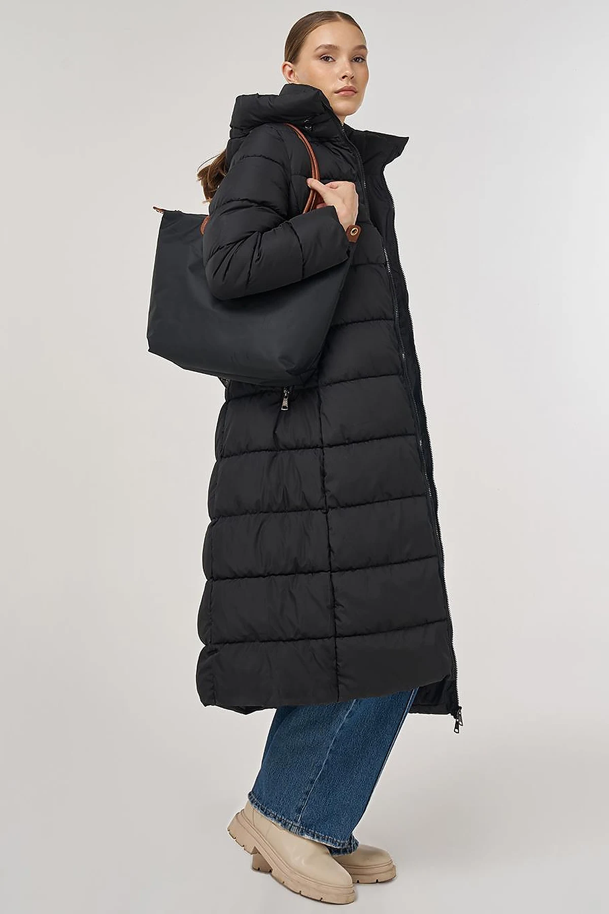 Zipper-Detail Anorak Jacket Black