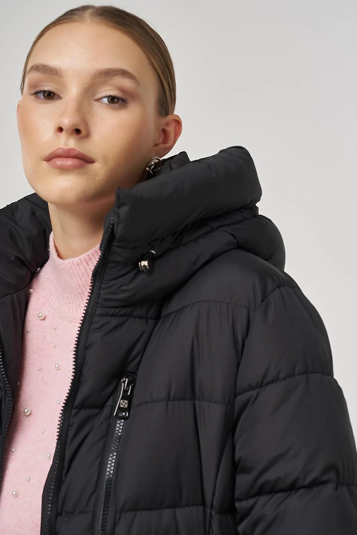 Zipper-Detail Anorak Jacket Black