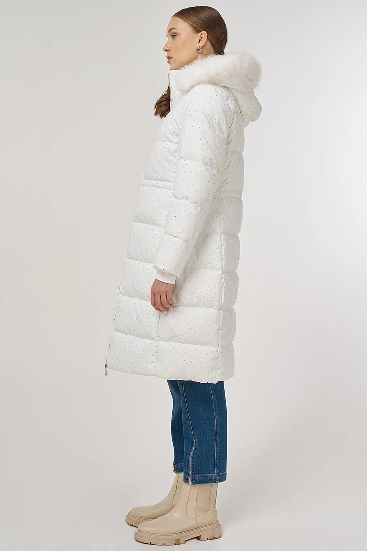 Hotfix Printed Anorak Coat in Optical White