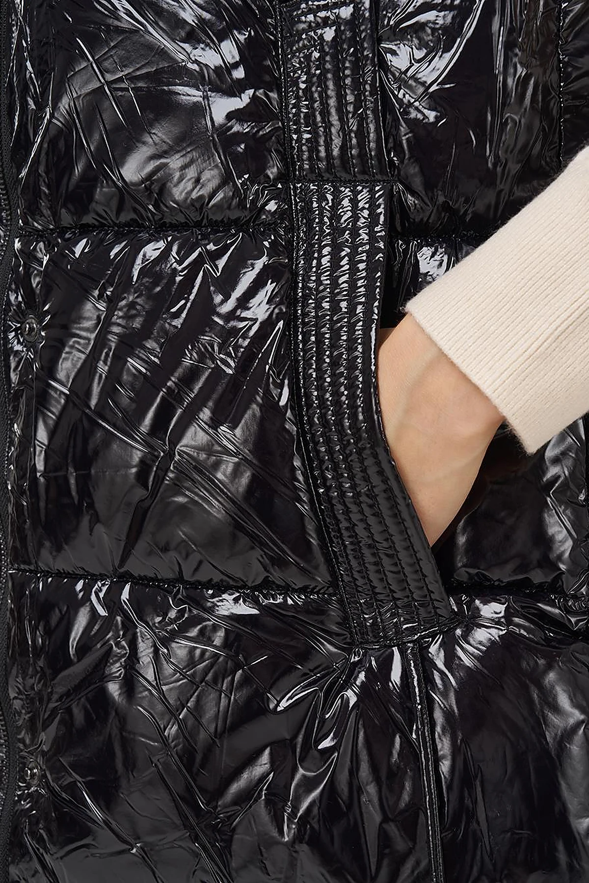 Shiny Puffer Vest Black 